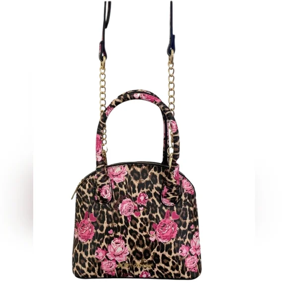 Leopard Print and Pink Floral Women's Bag - Picture 4 of 7